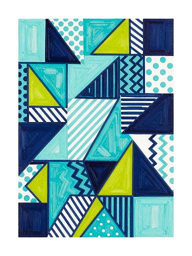 Abstract Zig-Zag Geometric Mosaic