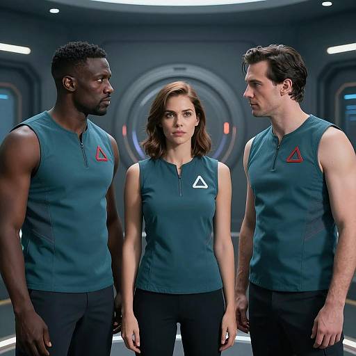 Futuristic Trio in Dark Room