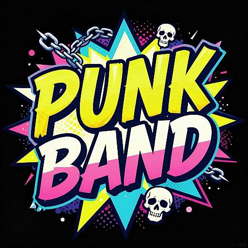 Retro Comic Punk Band Logo