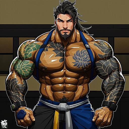 Illustration of Hanzo (overwatch), overwatch in the style of Kisetsu