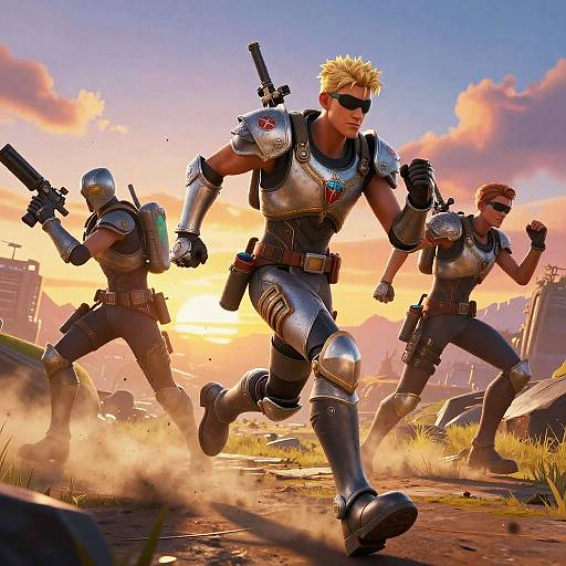 Fortnite Characters Sprinting Post-Apocalypse