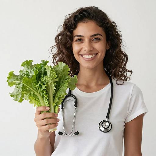 Smiling Woman with Fresh Greens
