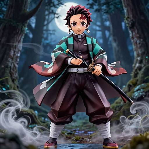 Demon Slayer in Mystical Forest