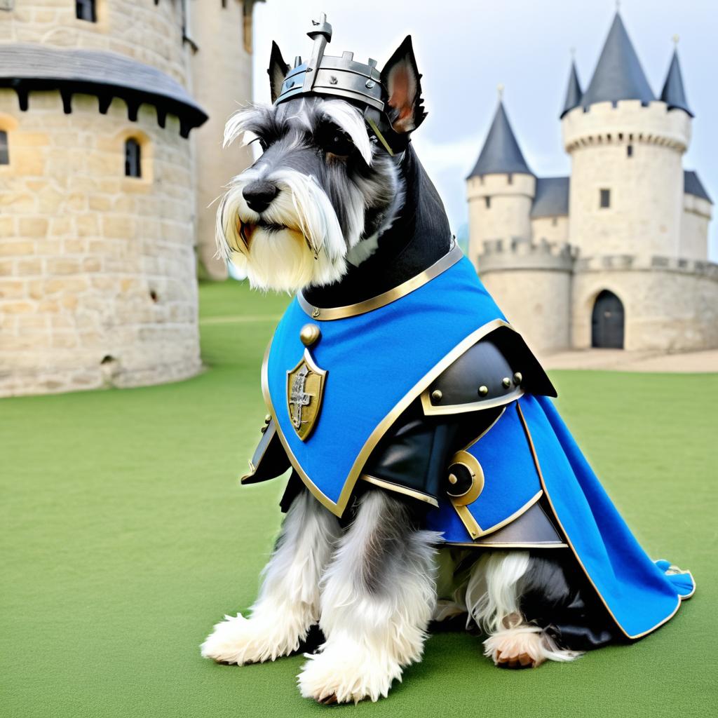 Schnauzer Knight in Castle Setting