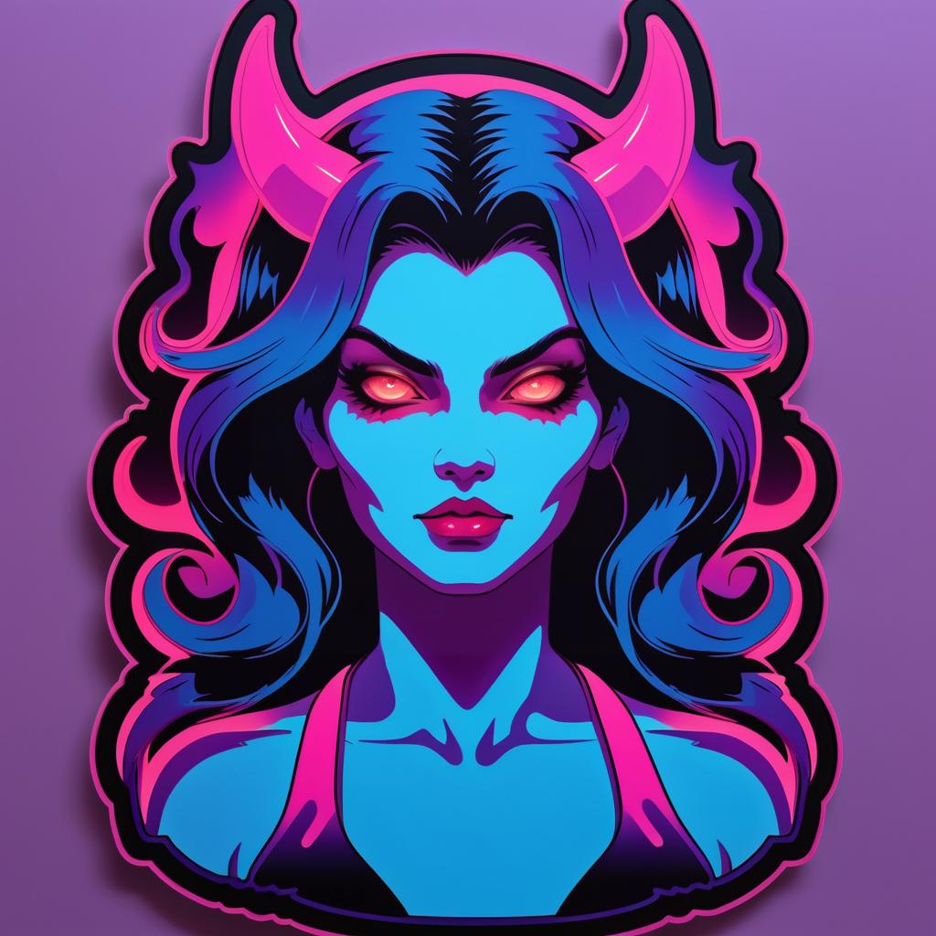 Vibrant Retro Demon Die Cut Sticker