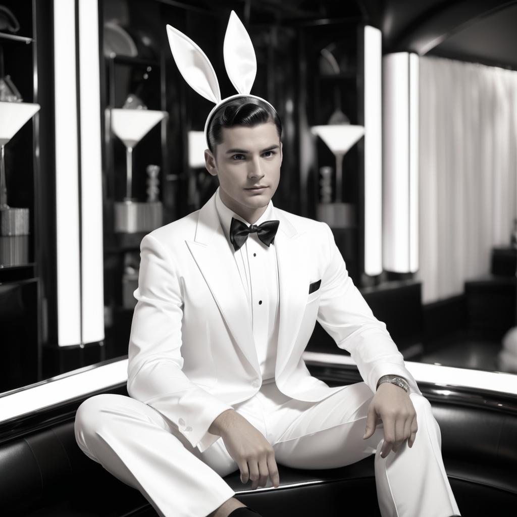 Glamorous Playboy Bunny in Art Deco Lounge