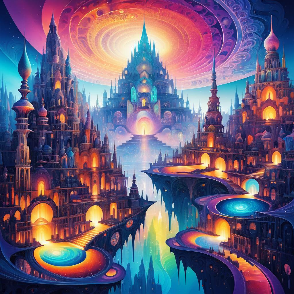 Surreal Psychedelic Cityscape Art