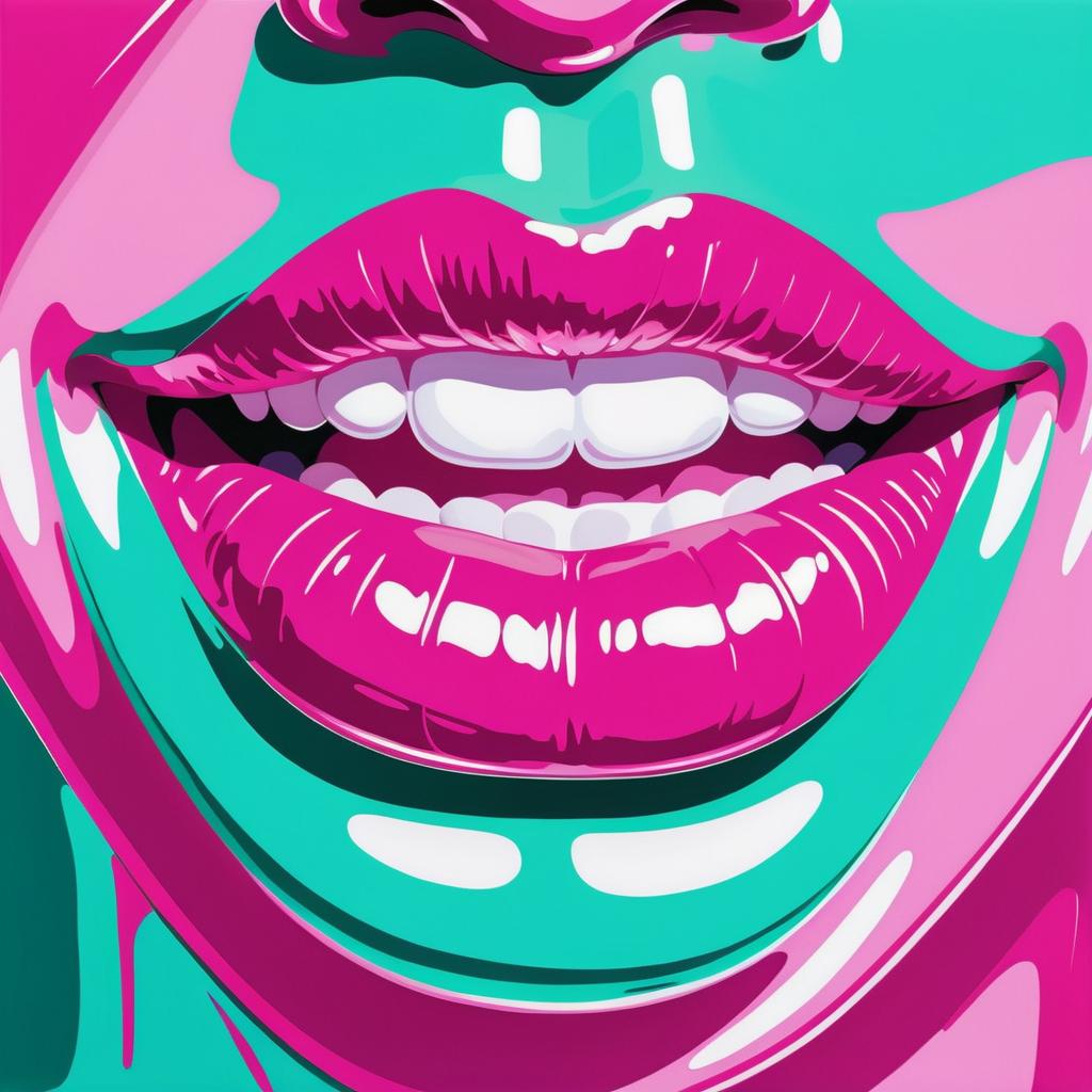 Vibrant Pop Art Glossy Lips Design