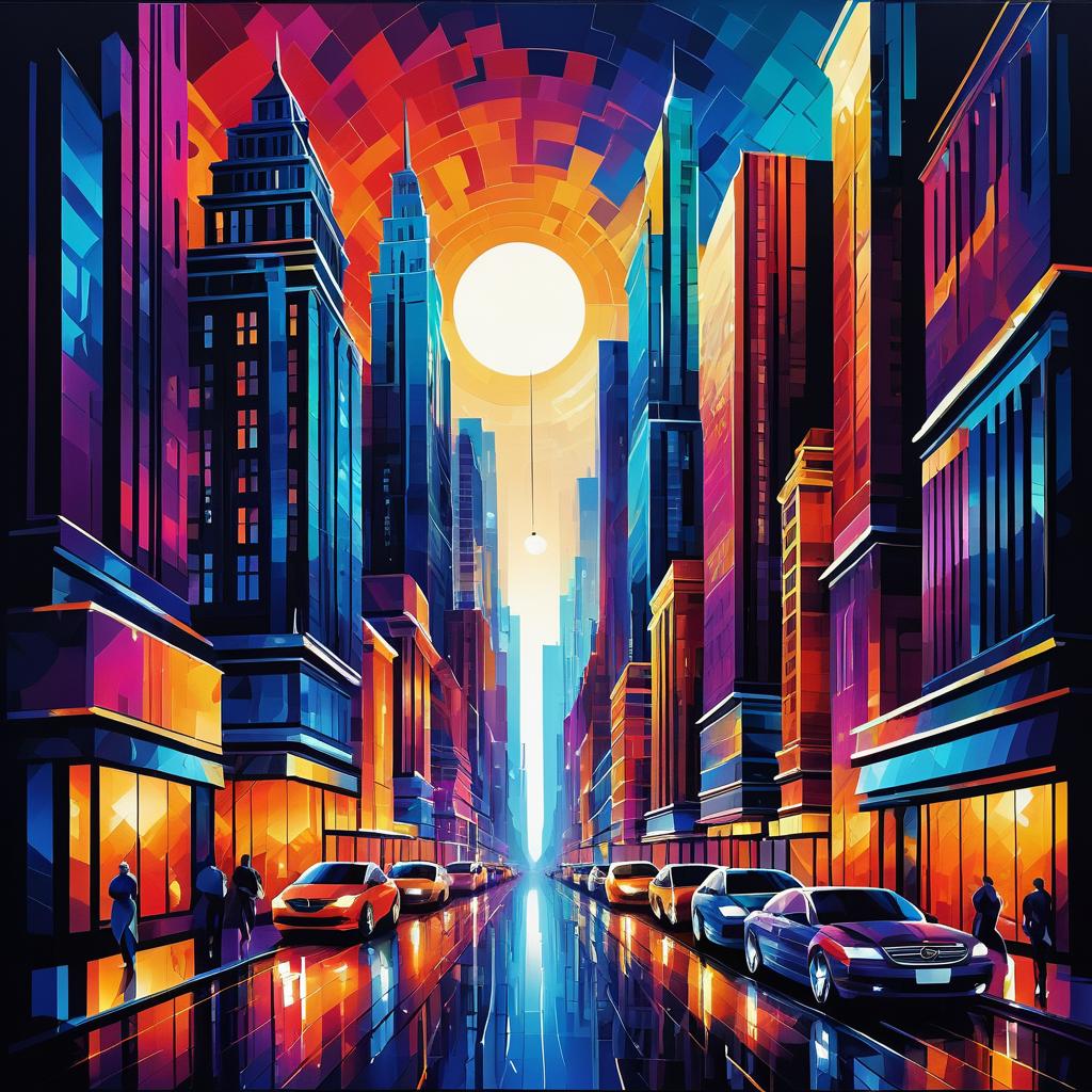 Vibrant Modern Art Cityscape Design