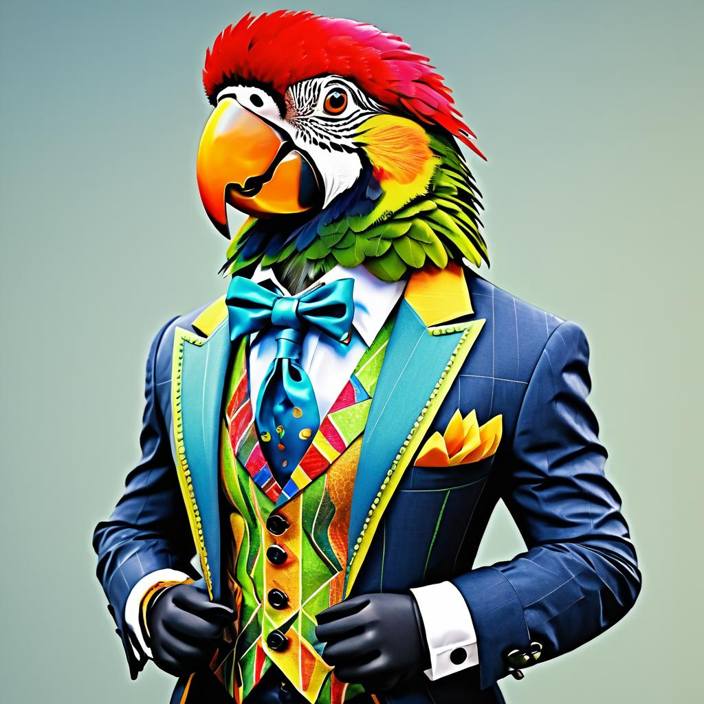 Dapper Parrot in Colorful Waistcoat