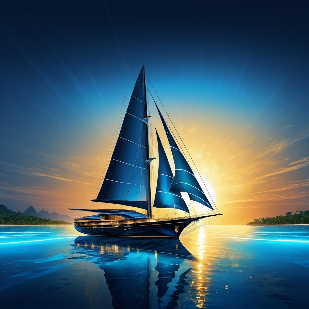 Elaborate Yacht in Golden Sunrise