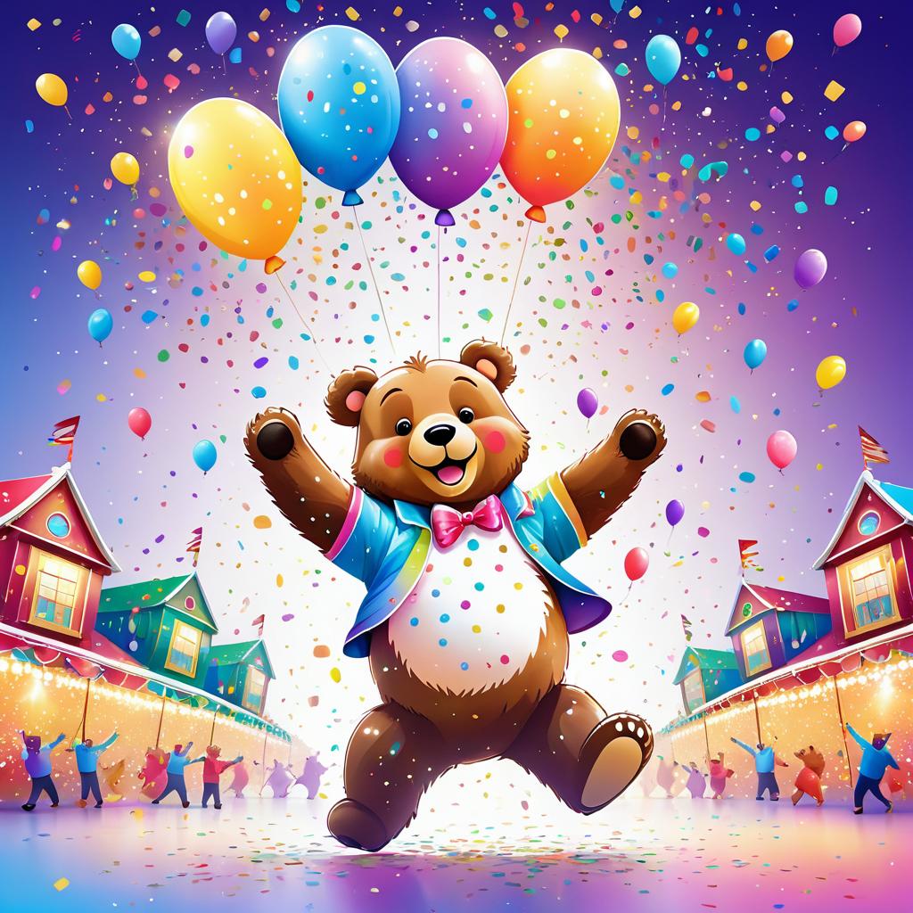 Joyful Bear Dancing in a Carnival