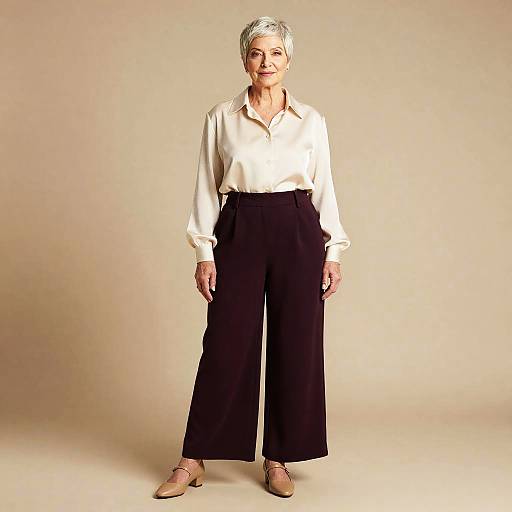 Plum Wide-Leg Elderly Fashion Portrait