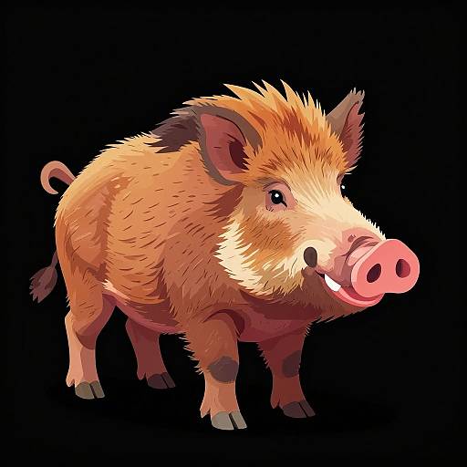 Isometric Wild Boar Boy Illustration
