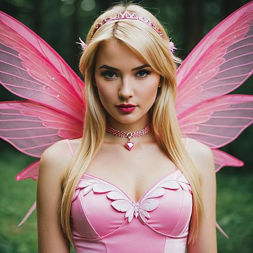 Charming Pink Fairy Costume with Wings