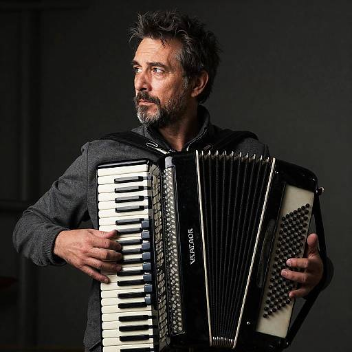 Focused Musician in Industrial Ambiance