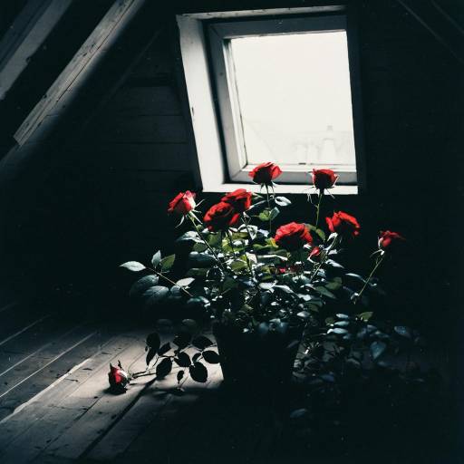 Red Roses in Dim Attic Light