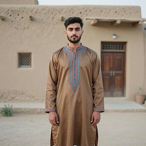 Young Man in Traditional Balochi Shalwar Kameez