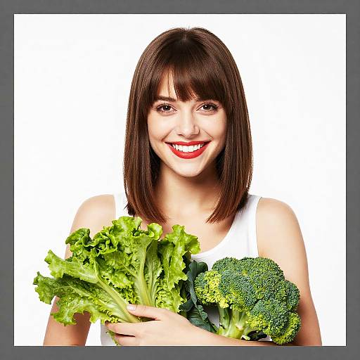 Smiling Woman with Fresh Vegetables