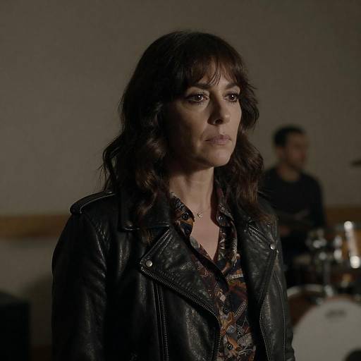 Moody Leather Jacket Portrait with Drummer