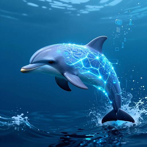 Futuristic Dolphin AI Neural Visualization