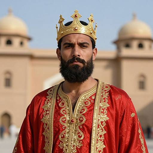 Bearded King in Ornate Crown