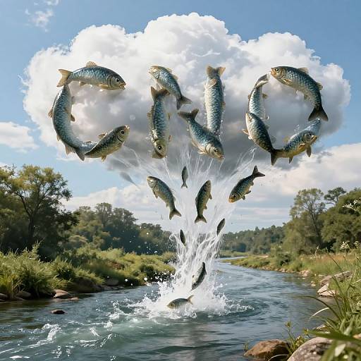 Surreal River of Letter Fish Sonnets