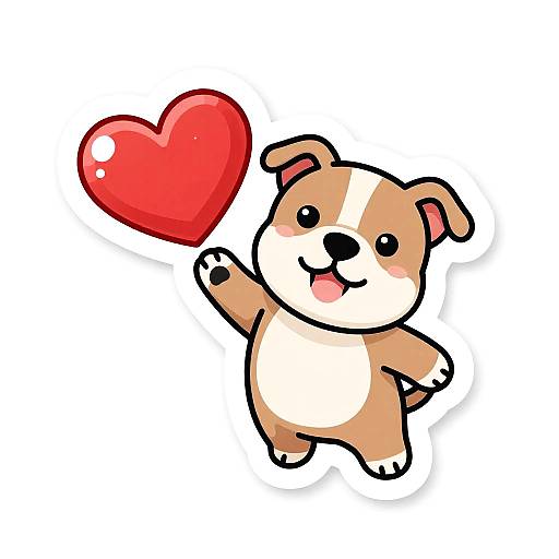 Cute Pit Bull Sticker with Heart