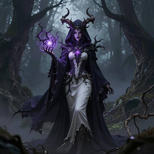 Twisted Sorceress in Eerie Forest