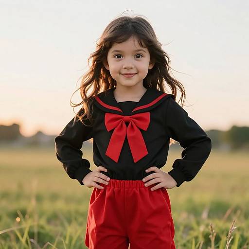 Confident Girl in Vibrant Red Outfit