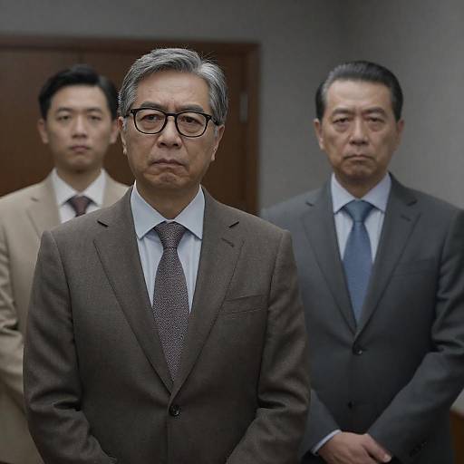 Three Serious Asian Businessmen Indoors