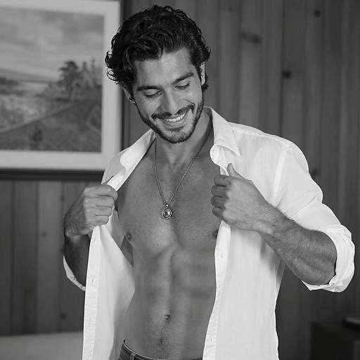 Smiling Man Against Wooden Wall