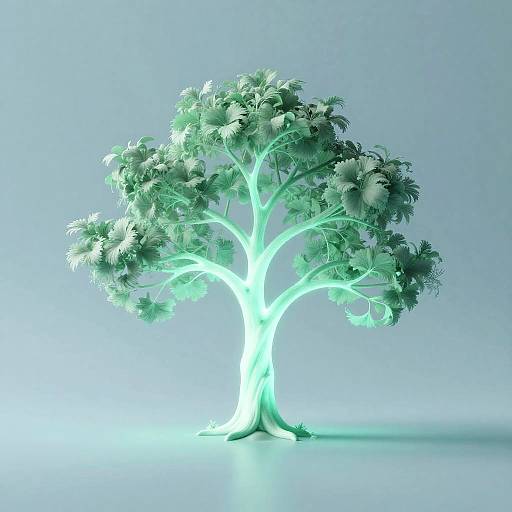 Mint Green Surreal Tree Light Painting