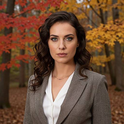 Empowered Woman in Autumn Double Exposure