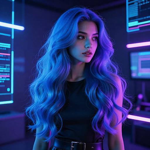 Futuristic Cybernetic Hair Color Experiment