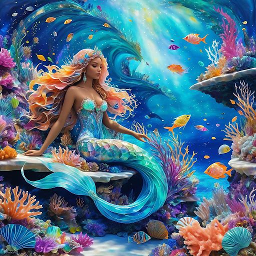 Ethereal Mermaid in a Vibrant Underwater World Ethereal Mermaid in a Vibrant Underwater World