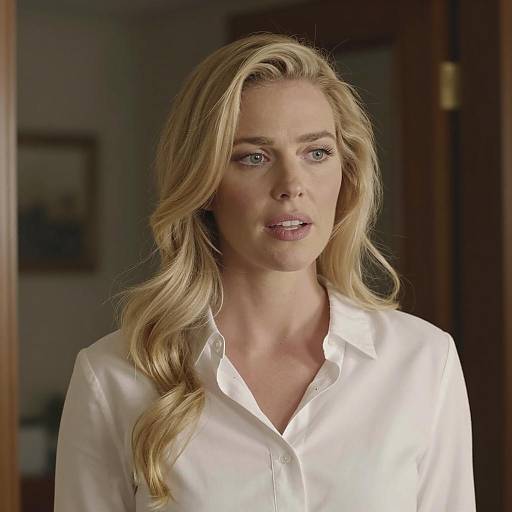 Blonde Woman in White Shirt Indoors