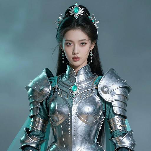 Mystical Warrior Woman in Ethereal Armor