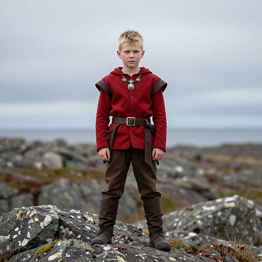 Viking Boy on Rocky Hill