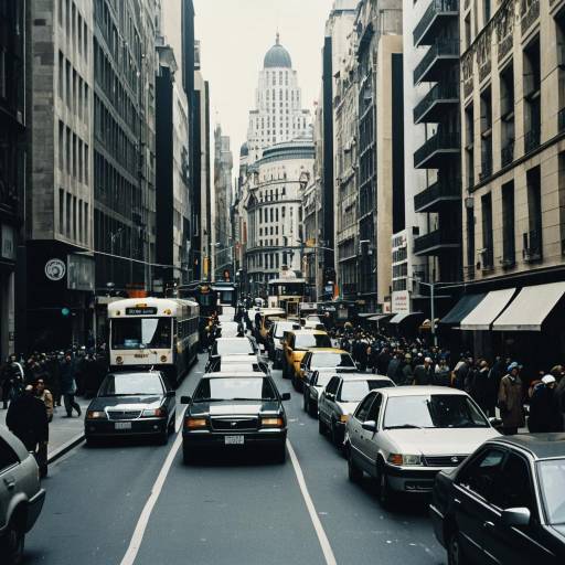 Busy City Street with Cubism Art Influence Busy City Street with Cubism Art Influence