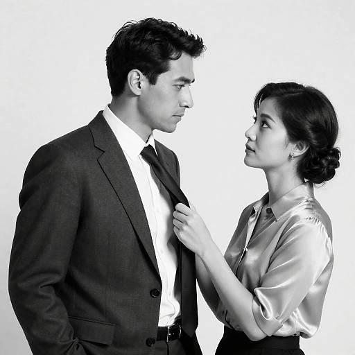 Classic Black-and-White Couple Portrait