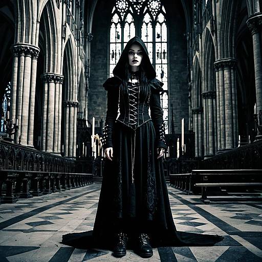 Gothic Hooded Figure Casting Dark Magic