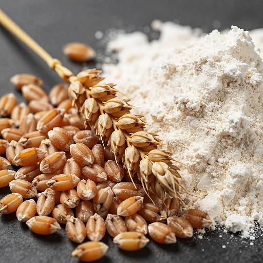 Close-Up Wheat Grains and Flour