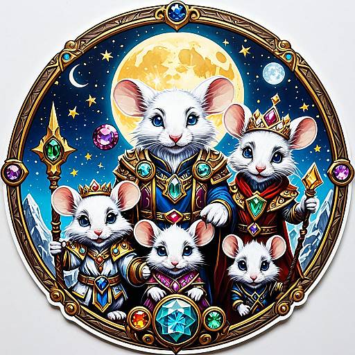 Regal Mouse Family Fantasy Illustration