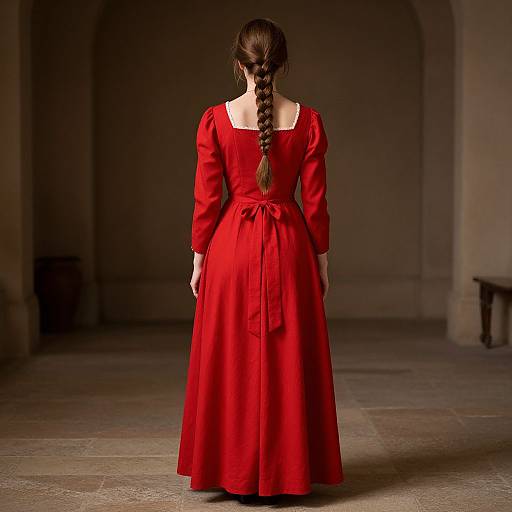 Woman in Simple Renaissance Red Dress