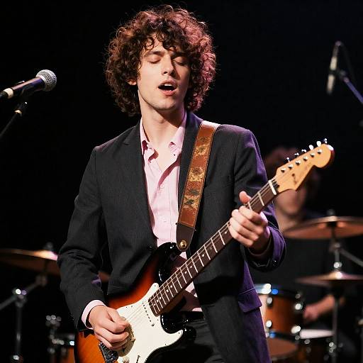 Dynamic Musician in Mid-Performance Shot