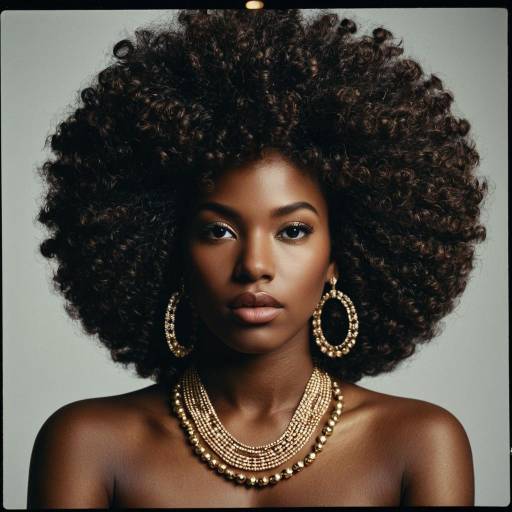 Realistic Dark-Skinned Woman with Afro Wig