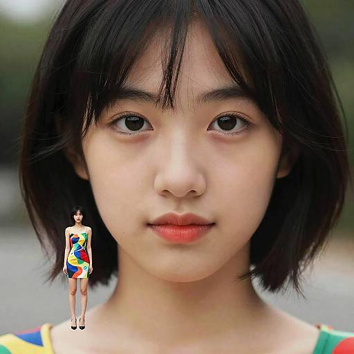 Stunning Girl in Colorful Dress Outdoors