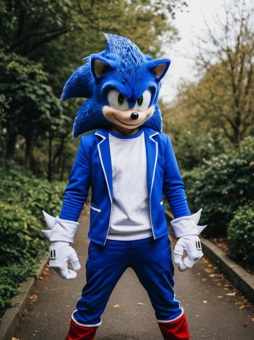 Man in Sonic the Hedgehog Costume Outdoors