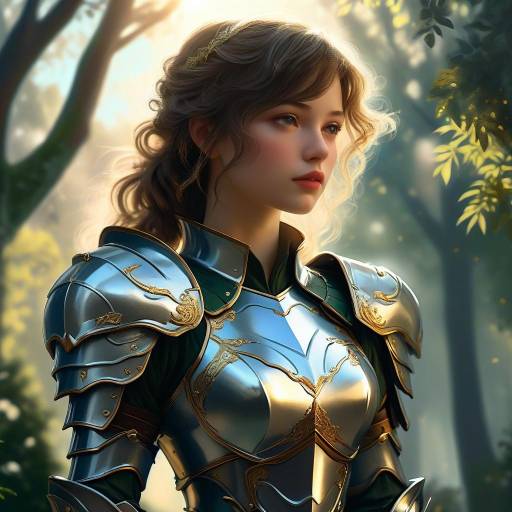 Fantasy Armor Woman in Sunlit Park